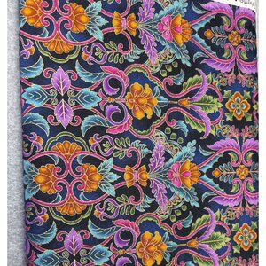 Vibrant Floral & Leaf Print Cotton Fabric by Robert Kaufman 1/2 yard x 44"